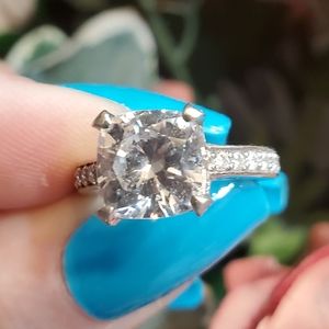 13mm diamond TRUE VINTAGE LARGE CZ SILVER RING 💍